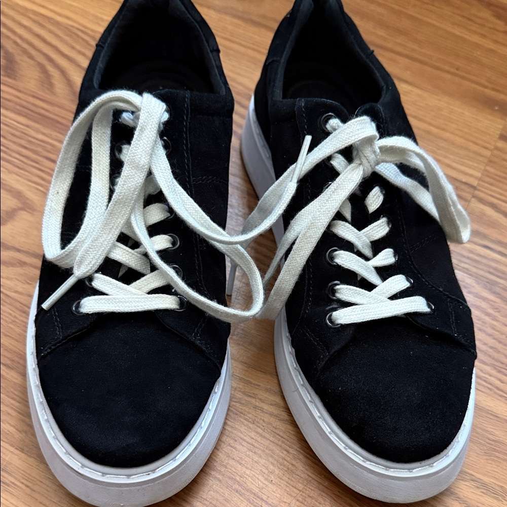 Ralph Lauren Black Suede Sneakers with White Laces